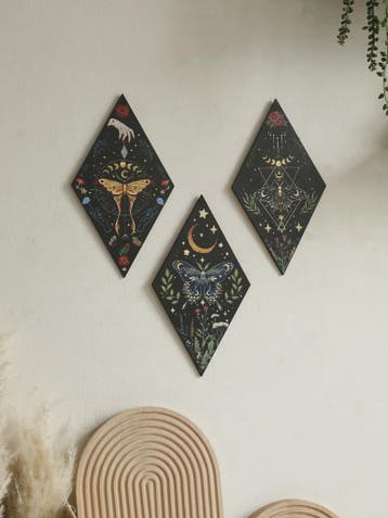 Unieke Houten Wanddecoratie Ruit Vlinder Maan Ster - Scandin, Verzenden, Nieuw