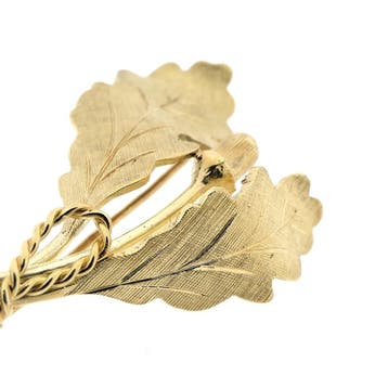 Gouden broche van eikenbladen, Ophalen of Verzenden, Gebruikt, Goud, Goud