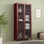 Vitrinekast Säkylä 180x80x35 cm bordeaux rood [en.casa], Huis en Inrichting, Verzenden, Nieuw