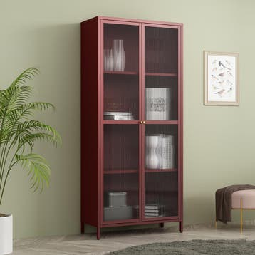 Vitrinekast Säkylä 180x80x35 cm bordeaux rood [en.casa], Verzenden, Nieuw