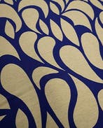 Viscose Linnen Abstract Blauw/Beige, Nieuw, Blauw