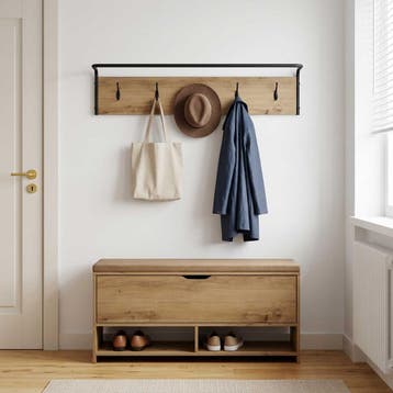 vidaXL Kapstok Artisanaal eiken 100 x 30 x 25 cm Bewerkt, Verzenden, Nieuw