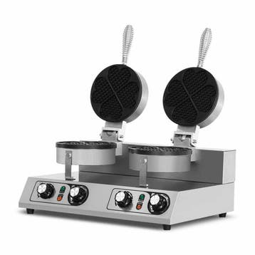 HCB Dubbel wafelijzer - hartjes - timer - 230V - RVS, Verzenden, Nieuw in verpakking, Fornuis, Frituur en Grillen