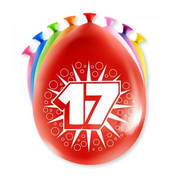 Party Ballonnen 17 Jaar (8st), Ophalen of Verzenden, Nieuw
