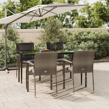 vidaXL 5-delige Tuinset met kussens poly rattan zwart en, Verzenden, Nieuw, 4 zitplaatsen, Tuinset