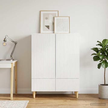 vidaXL Dressoir met lade Hoogglans Wit 66 x 34,5 x 95 cm, Verzenden, Nieuw, Overige houtsoorten, Minder dan 50 cm