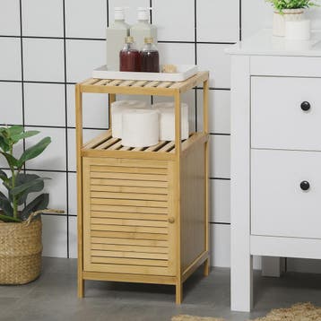 Bamboe Badkamermeubel met Kastje en Open Planken - 33x36.5x6, Verzenden, Nieuw