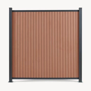 WPC schutting Grassano uitbreidingsset met 2 palen 185x180 c, Verzenden, Nieuw