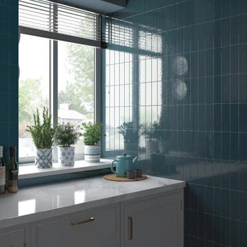 Wandtegel Equipe Ceramica Kalma Deep Blue Blauw Glans 6x18,6, Nieuw, Minder dan 20 cm, 10 m² of meer, Wandtegels
