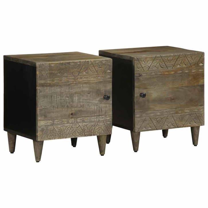 vidaXL Nachtkastjes 2 st 40x33x46 cm massief mangohout, Huis en Inrichting, Slaapkamer | Nachtkastjes, Nieuw, Hout, Verzenden