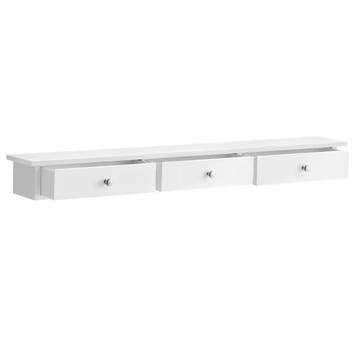 Zwevende Wandplank met 3 Lades – Wit Opbergrek 80x15x10 cm, Verzenden, Nieuw