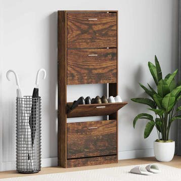 vidaXL Schoenenkast 59x17x150 cm bewerkt hout gerookt, Verzenden, Nieuw