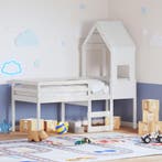 vidaXL Hoogslaper met huisje 75x190 cm massief grenenhout, Verzenden, Nieuw, Wit, Hout