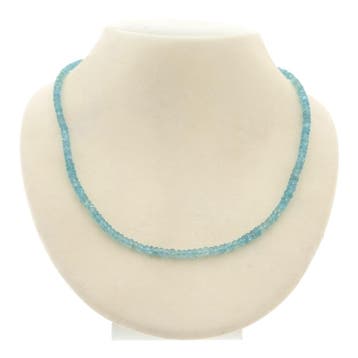 Lichtblauwe topaas kralenketting met gouden slot, Gebruikt, Ophalen of Verzenden, Met edelsteen, Goud