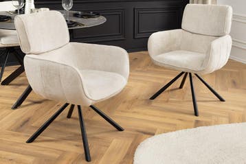 Draaibare Retro Stoel UNIEKE champagne beige chenille, Ophalen of Verzenden, Nieuw