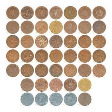 Nederland. Wilhelmina. 1 Cent 1892 t/m 1948 compleet (45