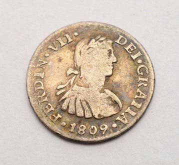 Spanje. Fernando VII. 1/2 Reale 1809 Mexico TH (Zonder