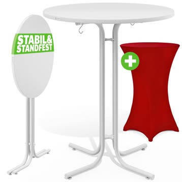 Statafel Wit 110x80cm + statafelhoes Rood Ø80cm (Statafels), Verzenden, Nieuw