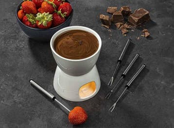 HI Chocoladefondue - set van porselein - Met RVS vorkjes, Verzenden, Nieuw
