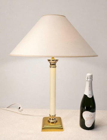 Tafellamp - Pilaar lamp - Staal, Messing, Plastic, Textiel