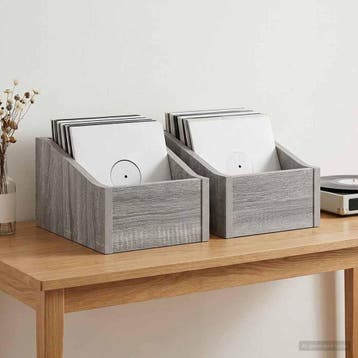 vidaXL LP Recorddoos 2 st Grijs Sonoma 18 x 32 x 18 cm, Verzenden, Nieuw