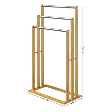 Handdoekenrek Bamboe met 3 RVS Stangen (Interieur), Verzenden, Nieuw