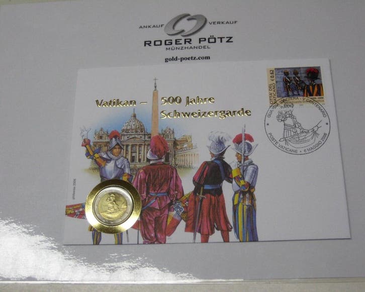 Vatikan 2 Euro 2006 Schweizer Garde im Numisbrief, Postzegels en Munten, Munten | Europa | Euromunten, Verzenden