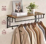 Kapstok met Plank en 5 Haken – Wandgarderobe Industrieel, Wandkapstok, Verzenden, Nieuw, Minder dan 100 cm