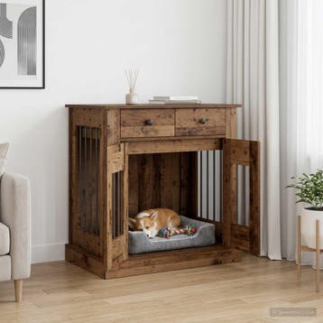 vidaXL Hond Bench Meubel Oud hout 80 x 47,5 x 80 cm Bewerkt, Dieren en Toebehoren, Verzenden, Nieuw