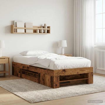 vidaXL Bedframe met opslag met lade Oud hout 80 x 200 cm, Verzenden, Nieuw, Bruin, Hout