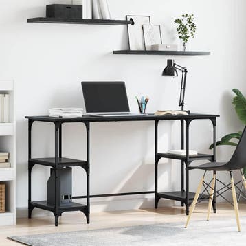 vidaXL Bureau Zwart Eiken Bewerkt hout 140 x 50 x 75 cm, Verzenden, Nieuw