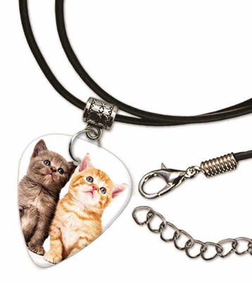 2 Lieve katjes plectrum ketting, sleutelhanger of oorbellen, Ophalen of Verzenden, Nieuw