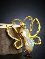 Opaal - Zilver - Broche - Mystieke Vlinder