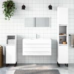 vidaXL Badkamerkast met spiegel bewerkt hout wit, Verzenden, Nieuw, (Half)hoge kast