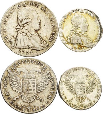 1/3 taler, daalder en 1/12 taler, daalder 1792, Sachsen-k..., Verzenden