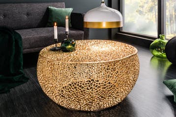 Filigraan salontafel LEAF 80cm goud metaal handgemaakt blad, Ophalen of Verzenden, Nieuw