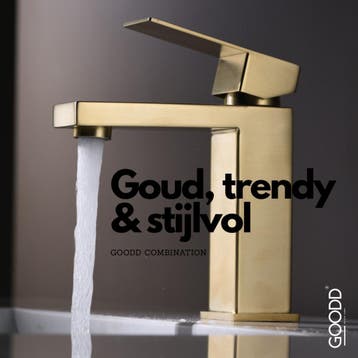 Wastafelkraan - Mengkraan - Goud - Brushed Gold - Rvs - PVD, Ophalen of Verzenden, Nieuw, Rvs, Kraan