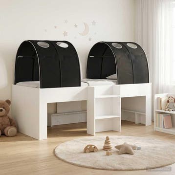 vidaXL Bed met Tunnel 4 st Wit en zwart Bewerkt hout, Huis en Inrichting, Slaapkamer | Bedden, Verzenden, Nieuw, Wit, Hout