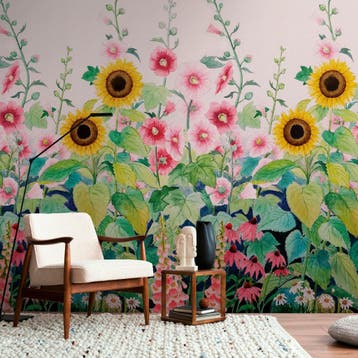 Profhome 398831-GU Fotobehang bloemen mat roze groen 1,59 m, Verzenden