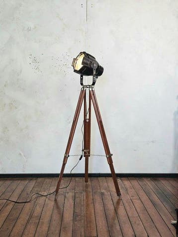Fargo - Statief vloerlamp - Metaal, Hout - Theaterlamp,