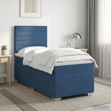 vidaXL Boxspringbed met matras met hoofdeinde Blauw 100 x, Verzenden, Nieuw, Eenpersoons, Blauw