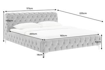 Designbed MODERN BAROK 160x200cm grijs fluweel Chesterfield, Ophalen of Verzenden, Nieuw