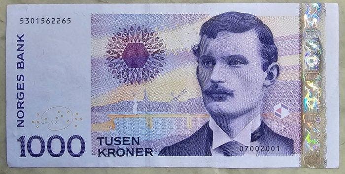 Noorwegen. - 1000 Kroner - 2001 - Pick 52a (Zonder, Postzegels en Munten, Bankbiljetten | Europa | Niet-Eurobiljetten