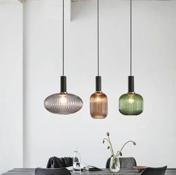 Nordic Glazen Hanglamp – Modern Design in Cognac, Groen, Verzenden, Nieuw