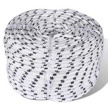 vidaXL Boottouw gevlochten 12 mm 250 m polyester wit, Verzenden, Nieuw