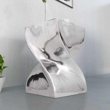 vidaXL Kruk/bijzettafel in gedraaide vorm zilver aluminium, Huis en Inrichting, Verzenden, Nieuw, 45 tot 60 cm