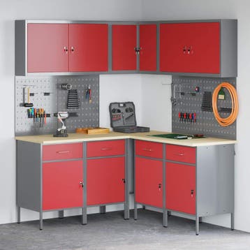 vidaXL Werkkast set met lade met plank met opslag 12 st Rood, Verzenden, Nieuw
