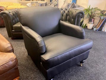 Chesterfield Maarssen !! Zwart Lederen Chesterfield Fauteuil, Ophalen, Zo goed als nieuw, Leer, Chesterfield