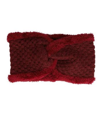 Haarband Twist 12cm – Teddy 10% Wol – Gebreide Stof – Rood, Nieuw