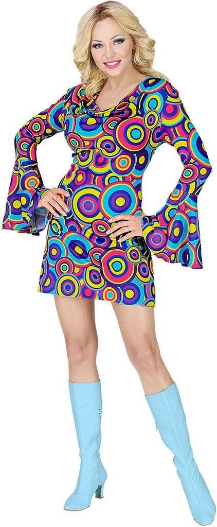 Jaren 70 Groovy Jurk Cirkels, Kleding | Dames, Carnavalskleding en Feestkleding, Nieuw, Ophalen of Verzenden